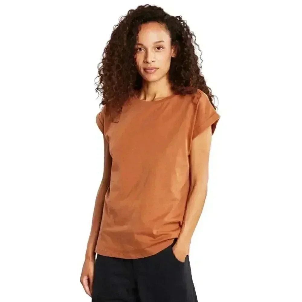 A New Day Women's Copper Cotton/Modal Jersey Knit Short Sleeve Cuffed T-Shirt